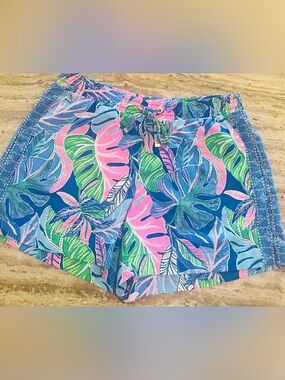Lilly Pulitzer Tropical Leaf Print Shorts - Pink, Blue & Green